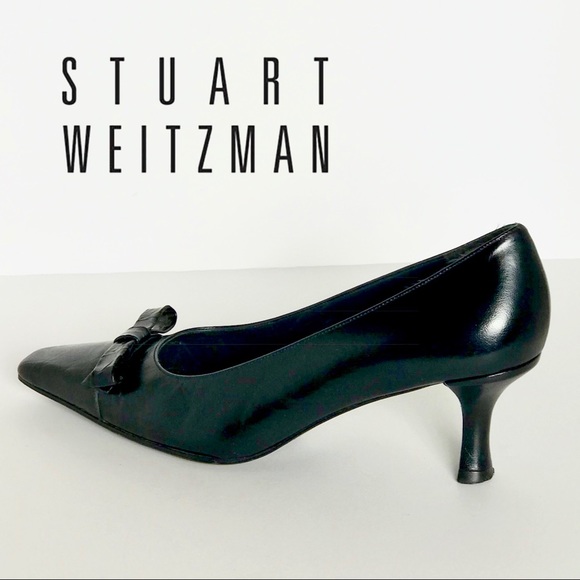 Stuart Weitzman Shoes - Stuart Weitzman Black Kid Leather Bow Top Pumps